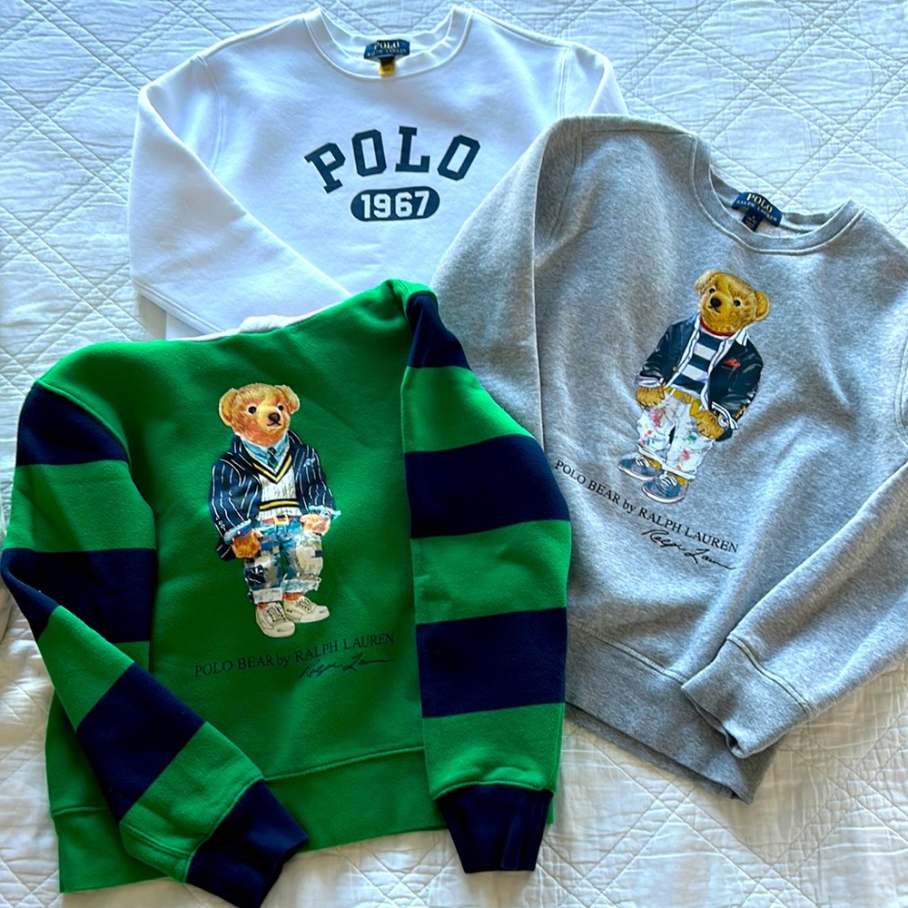 3 boys Ralph Lauren sweatshirts and hoodie